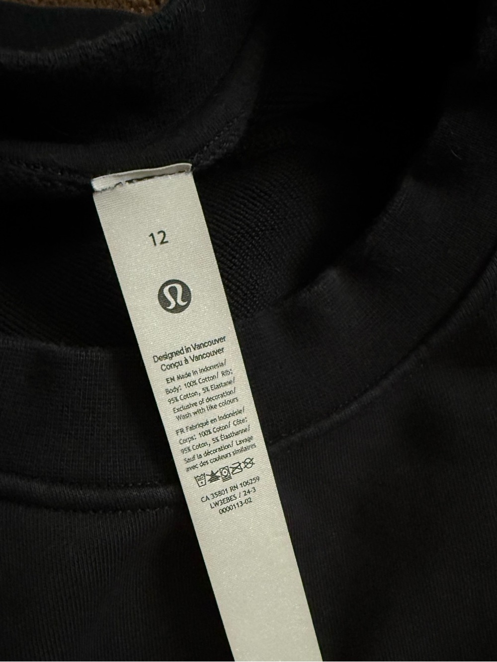 Lululemon Perfectly Oversized Crop Crew French Terry | Black | Size 12 - Picture 2 of 3